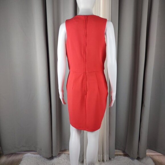 Bisou Bisou Textured Knit Coral Sleeveless Midi Dress w/ Pockets Size 10 - Picture 4 of 12